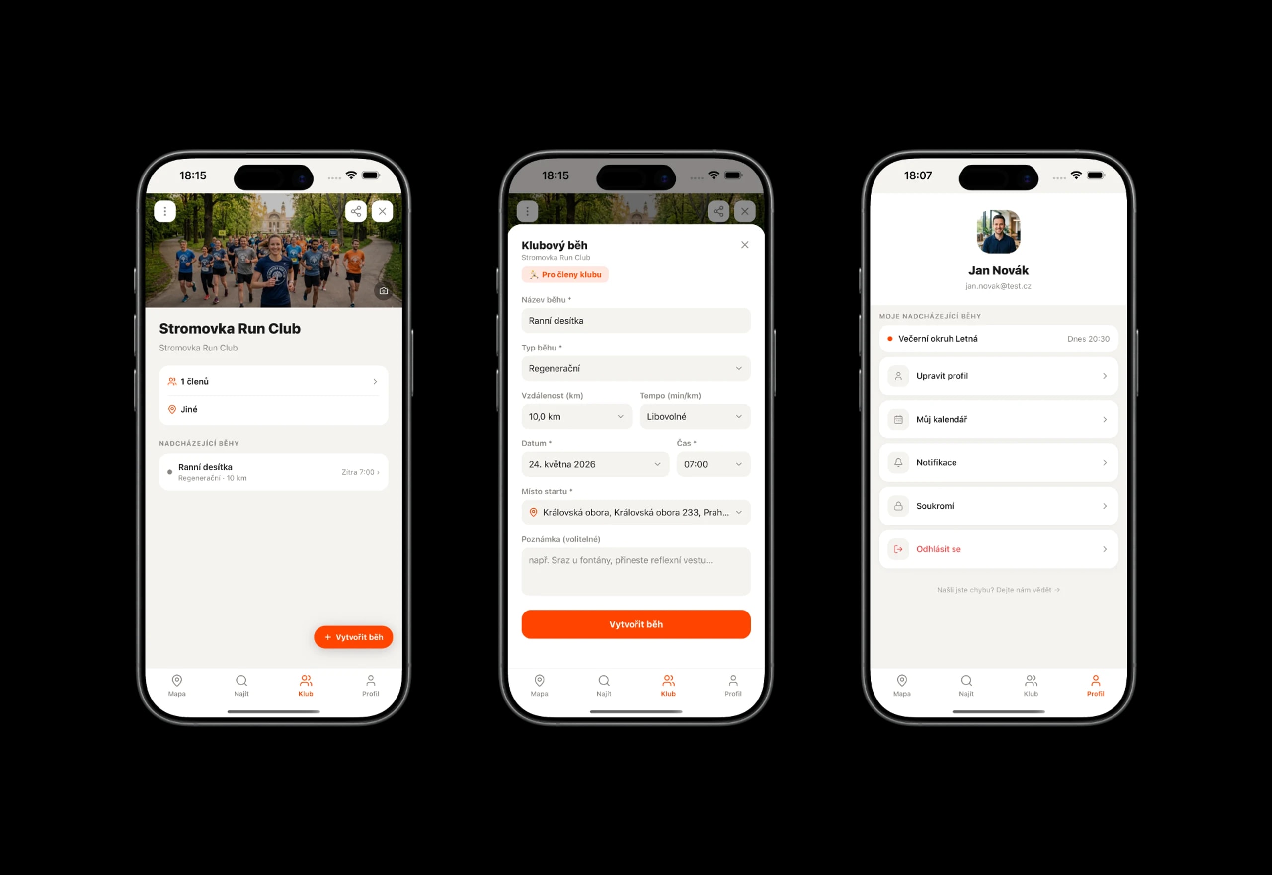 Runmates App — klub-vytvorit-profil