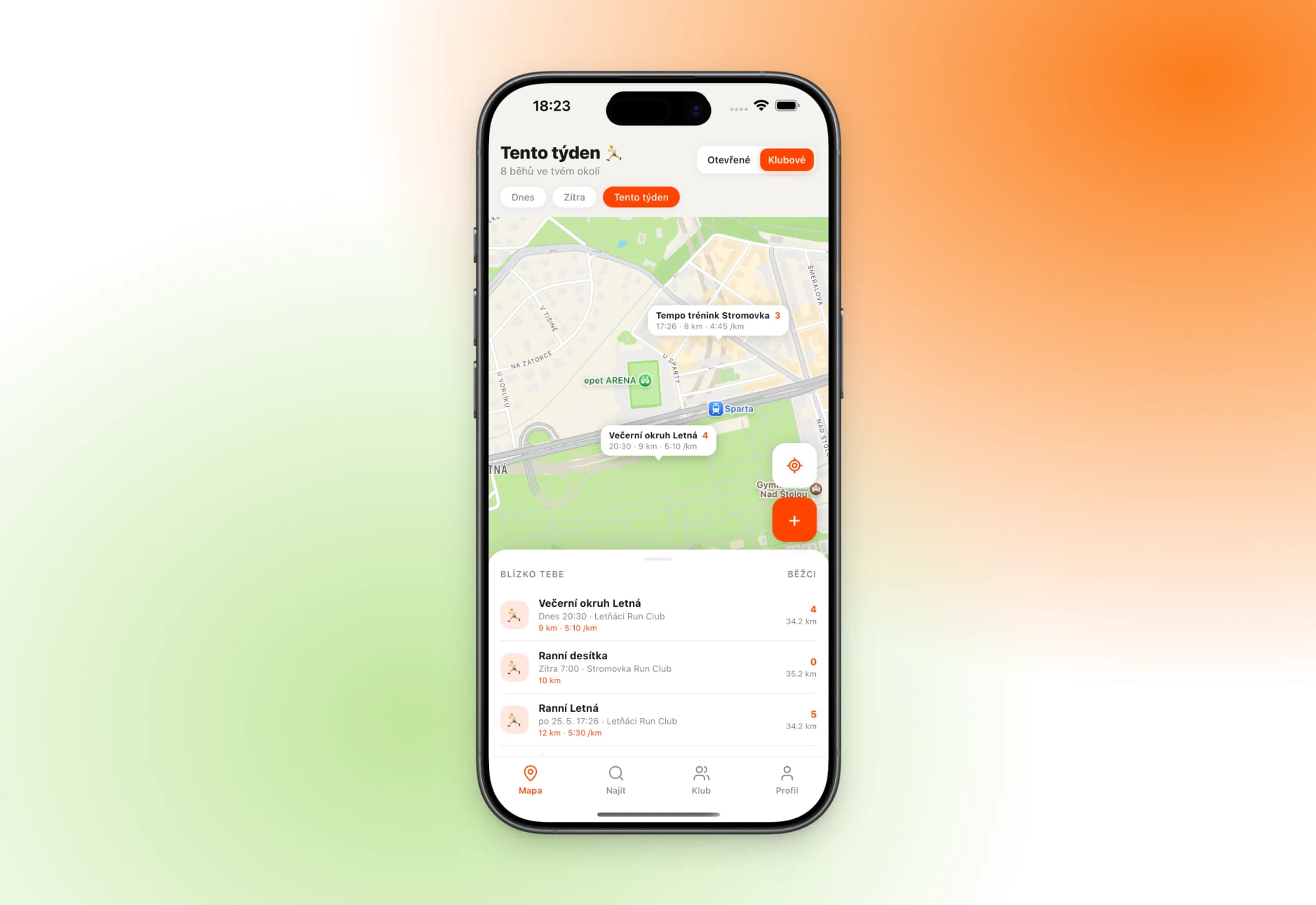 Runmates App — ukázka webu, Mobilní UI